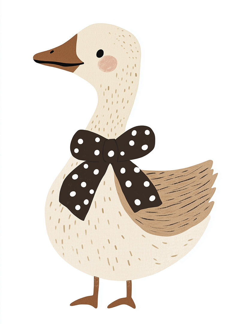 The goose with a polka dot bow exudes charm and joy.-12