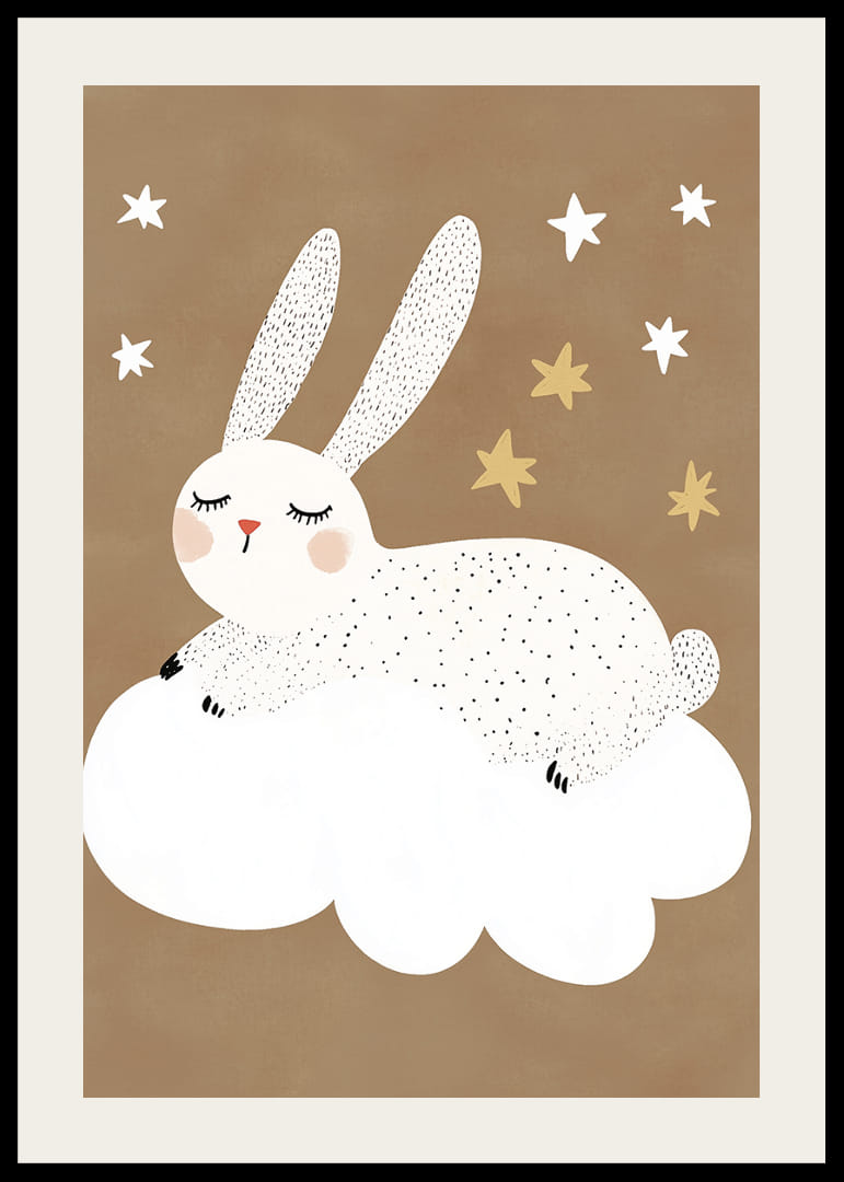 Egy bolyhos nyúl lebeg egy felhőn a csillagos ég alatt.-12