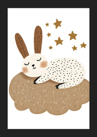 En drømmende kanin hviler på en luftig sky under stjernene.-5