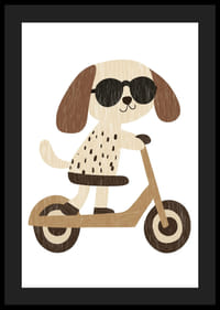 Roztomilý psík v slnečných okuliaroch jazdí na elektrickej kolobežke.-4