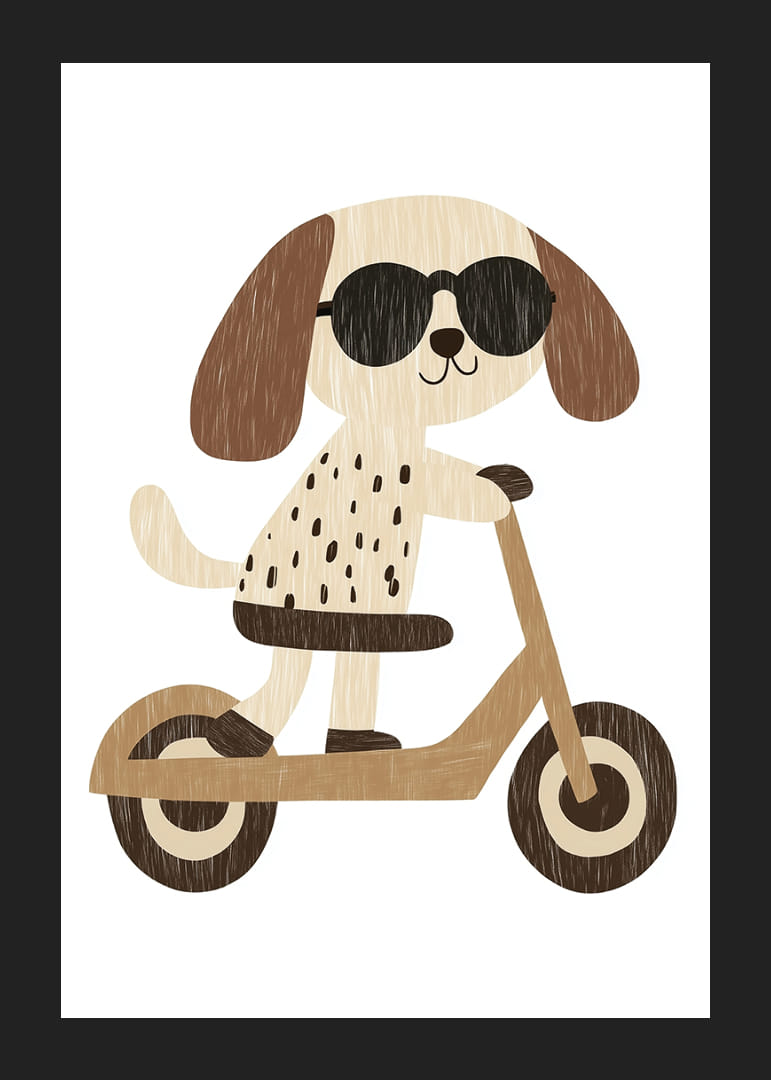 Roztomilý psík v slnečných okuliaroch jazdí na elektrickej kolobežke.-12