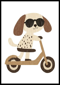 Chien mignon avec des lunettes de soleil conduisant un scooter électrique.-2