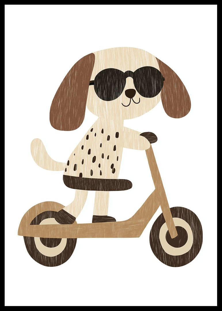 Chien mignon avec des lunettes de soleil conduisant un scooter électrique.-12