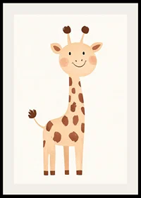 Playful giraffe spreads joy in soft tones.-2