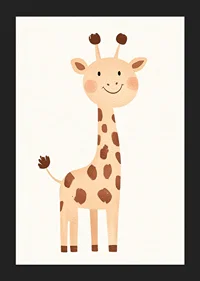 Playful giraffe spreads joy in soft tones.-5
