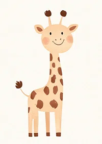 Playful giraffe spreads joy in soft tones.-7