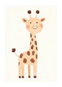 Playful giraffe spreads joy in soft tones.-1