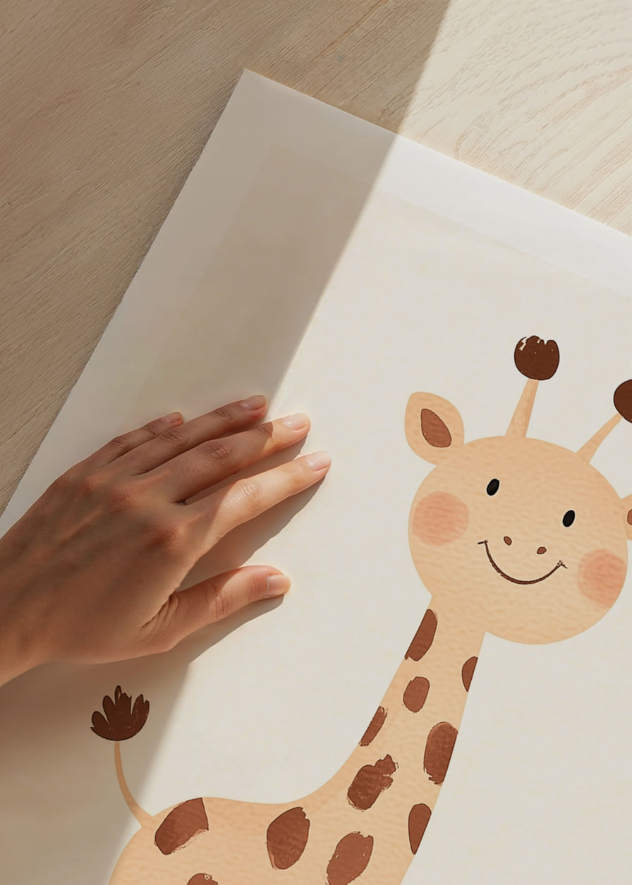 La girafe joueuse répand la joie dans des tons doux.-12