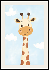 Charming giraffe looks at the clouds with joy.-2