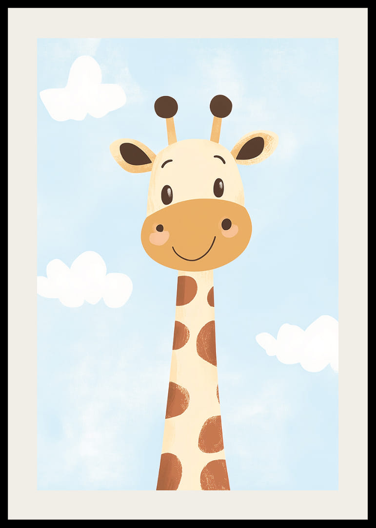 Une charmante girafe regarde les nuages avec joie.-12