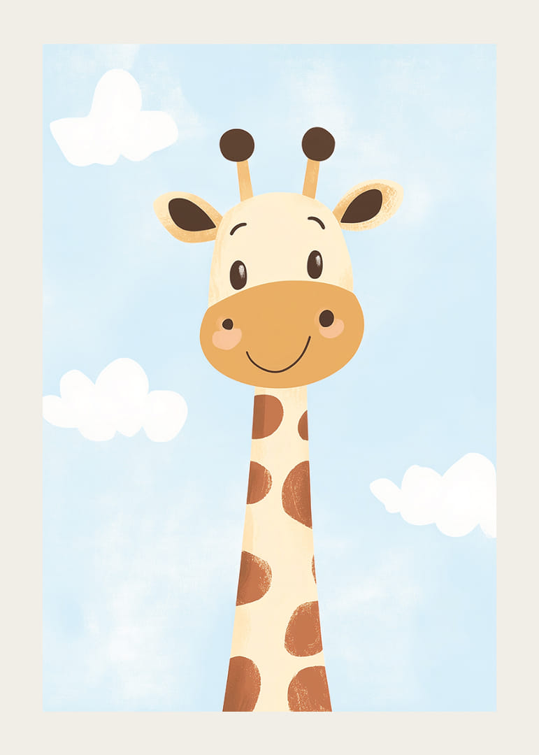 Une charmante girafe regarde les nuages avec joie.-12