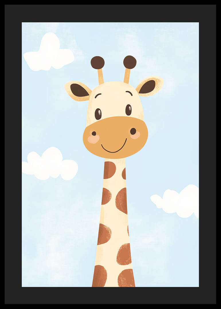 Une charmante girafe regarde les nuages avec joie.-12