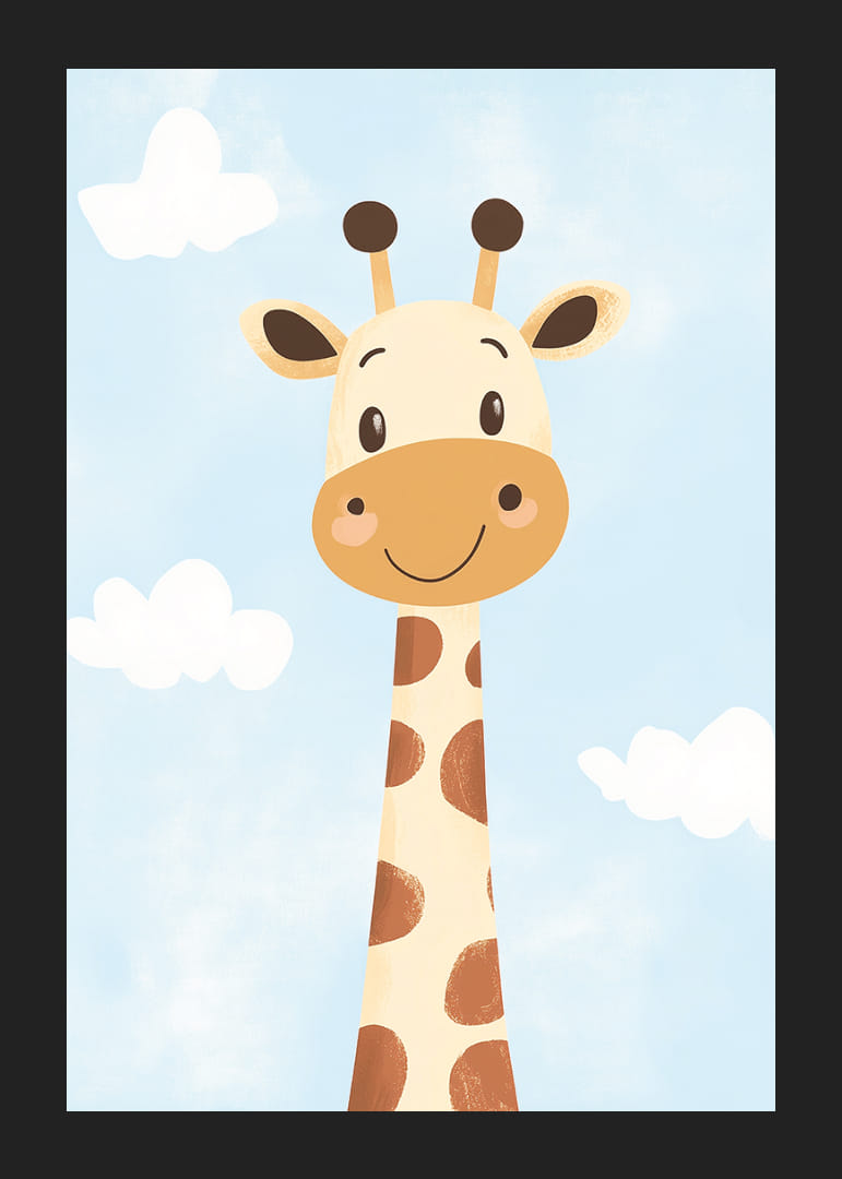 Une charmante girafe regarde les nuages avec joie.-12