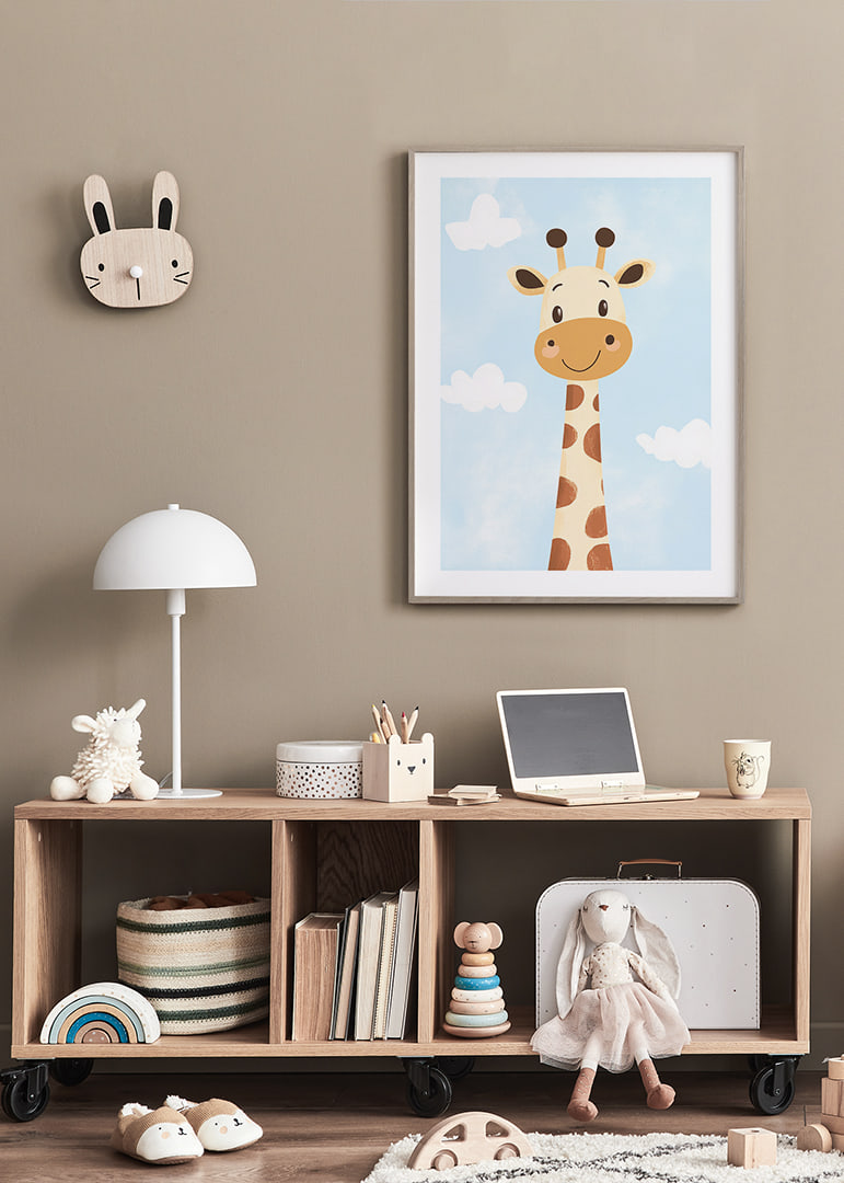 Charming giraffe looks at the clouds with joy.-12