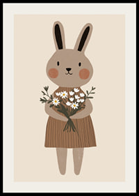 A cute rabbit holds flowers with joy and warmth.-2