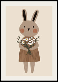 Söpö kani pitelee kukkia ilolla ja lämmöllä.-2