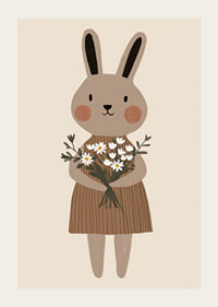 A cute rabbit holds flowers with joy and warmth.-3
