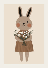 Söpö kani pitelee kukkia ilolla ja lämmöllä.-3