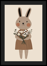 A cute rabbit holds flowers with joy and warmth.-4