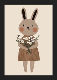 A cute rabbit holds flowers with joy and warmth.-5