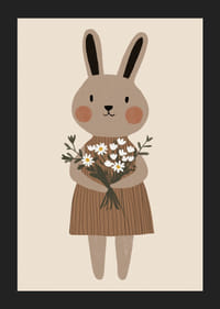 Söpö kani pitelee kukkia ilolla ja lämmöllä.-5