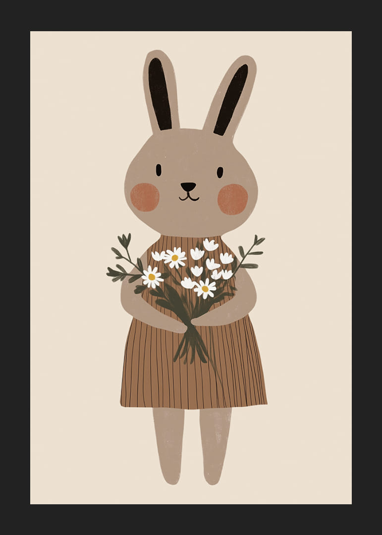 Söpö kani pitelee kukkia ilolla ja lämmöllä.-12