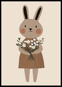 A cute rabbit holds flowers with joy and warmth.-6
