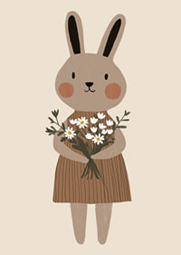 A cute rabbit holds flowers with joy and warmth.-7
