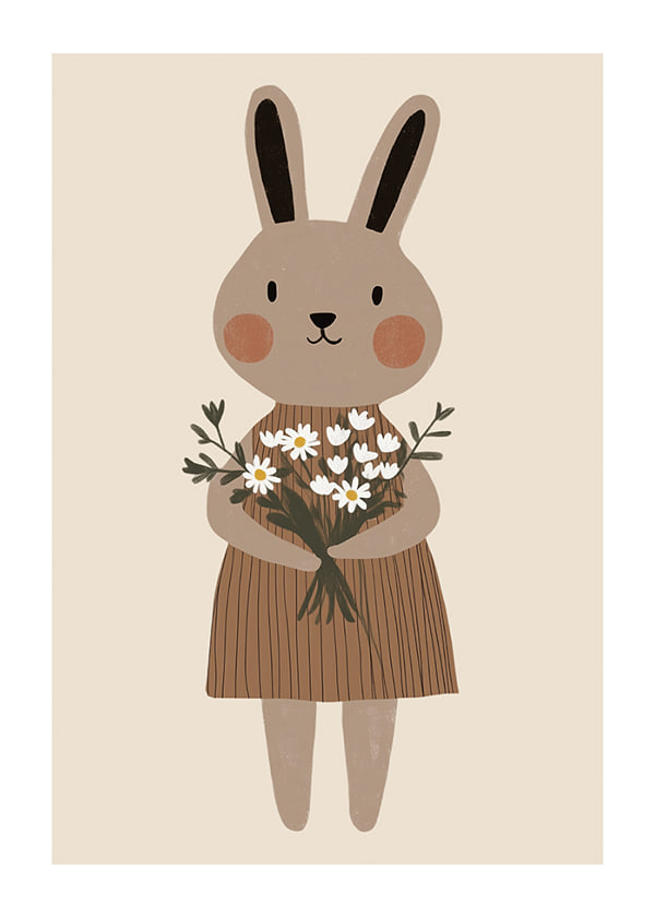 Póster Delightful Floral Bunny