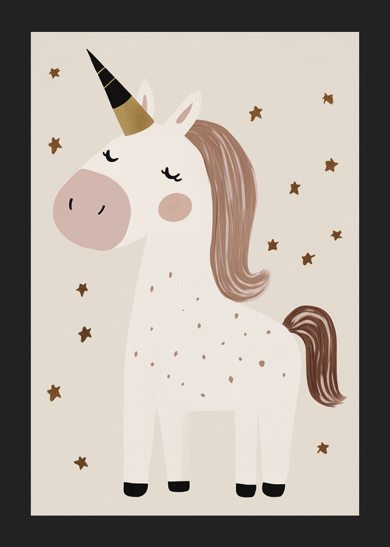 Očarujúci jednorožec obklopený hviezdami šíri mágiu.-12