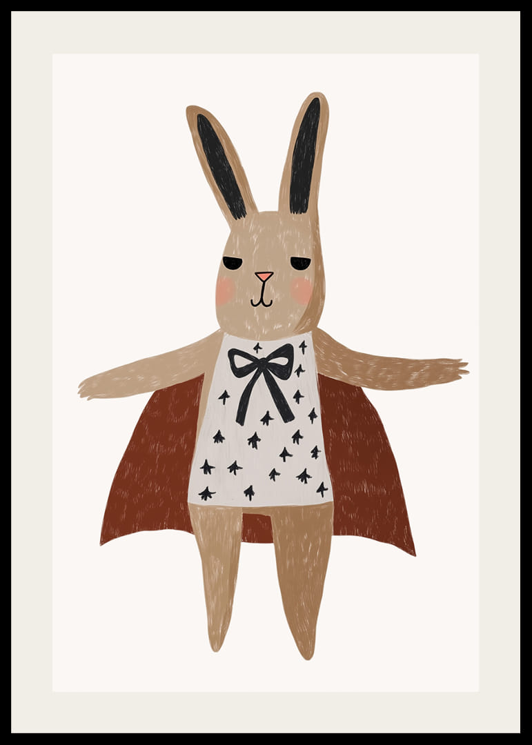 Ljuvlig kanin med cape och vackert mönster.-12