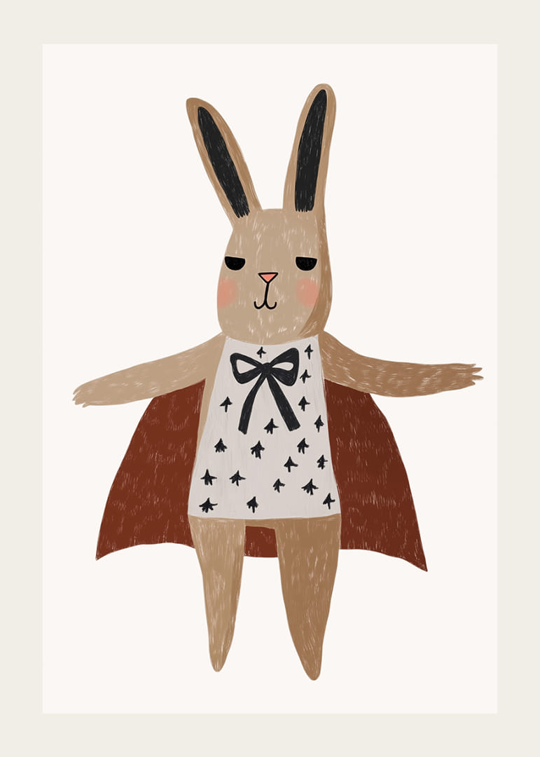 Ljuvlig kanin med cape och vackert mönster.-12