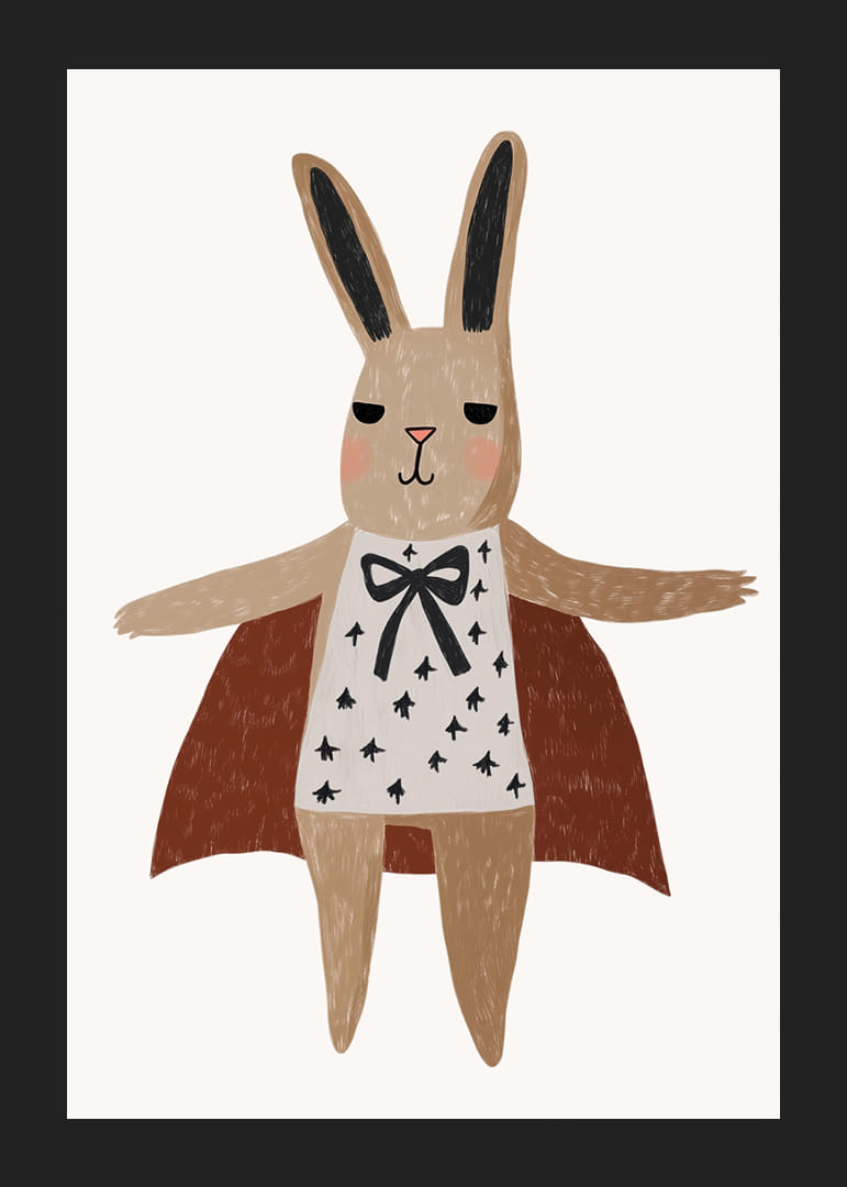 Ljuvlig kanin med cape och vackert mönster.-12