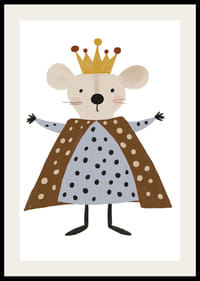 En bedårande mus bär en kungakrona och mantel.-2