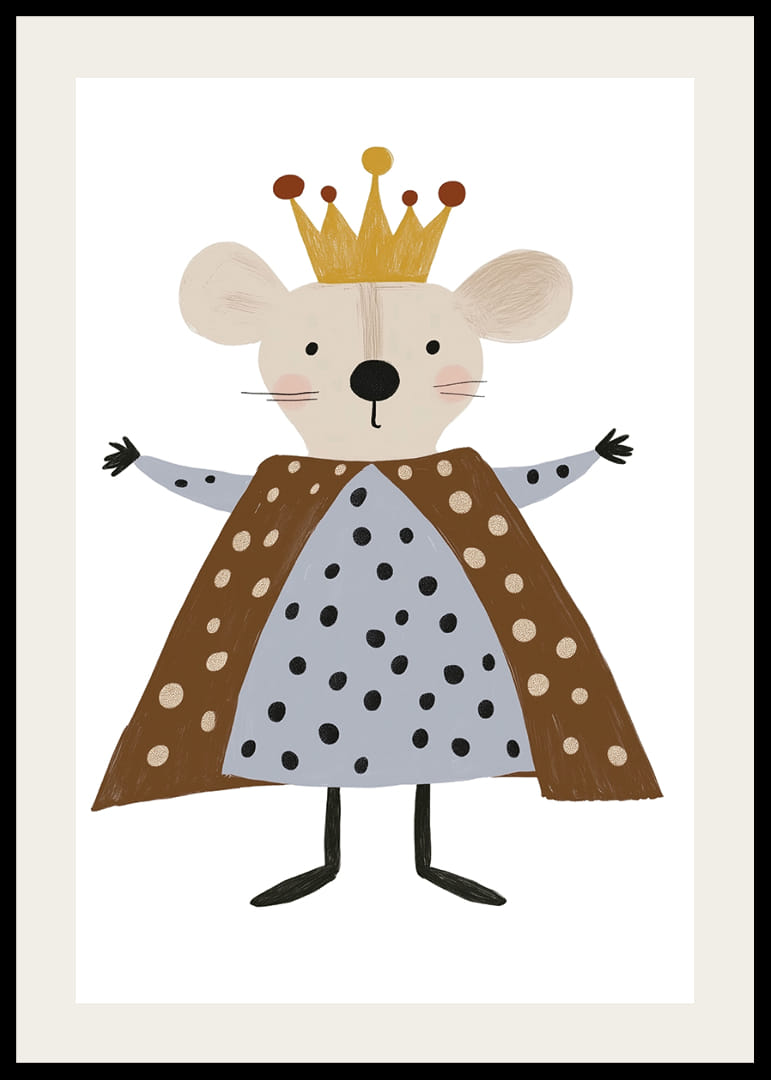 En bedårande mus bär en kungakrona och mantel.-12