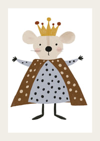 En bedårande mus bär en kungakrona och mantel.-3