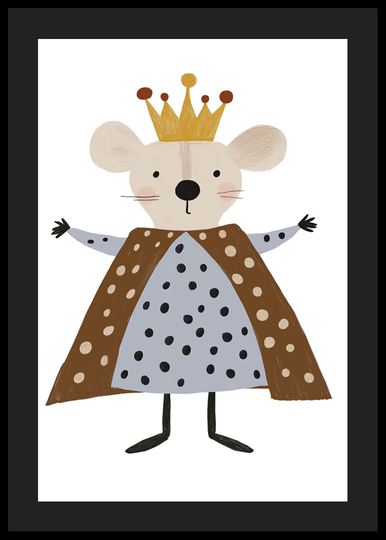 En bedårande mus bär en kungakrona och mantel.-12