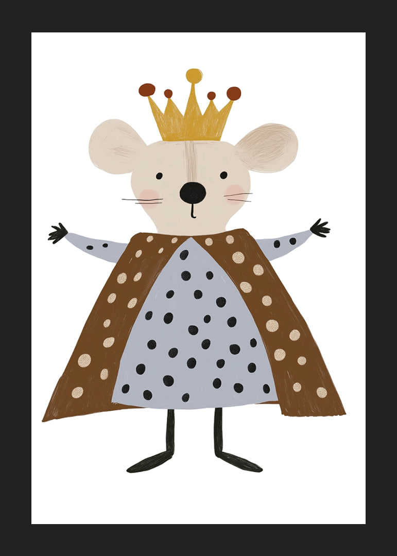 An adorable mouse wearing a royal crown and robe.-12
