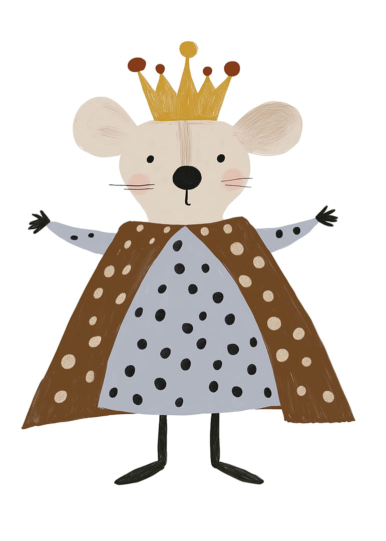 An adorable mouse wearing a royal crown and robe.-12