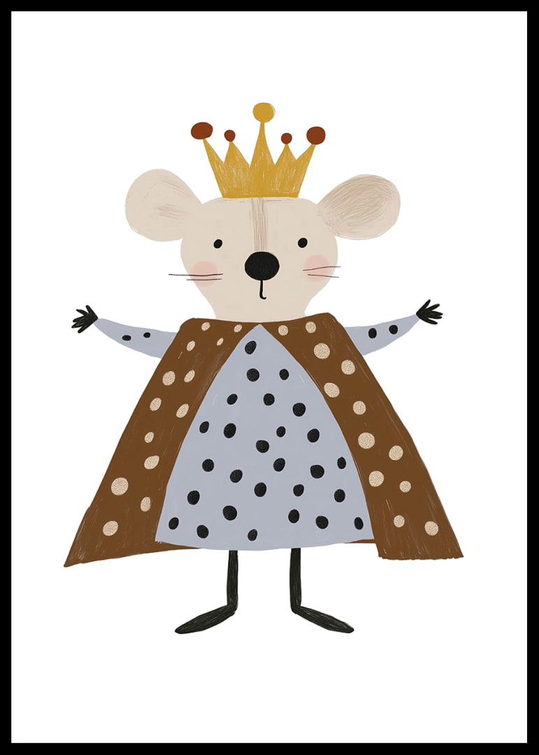 An adorable mouse wearing a royal crown and robe.-12