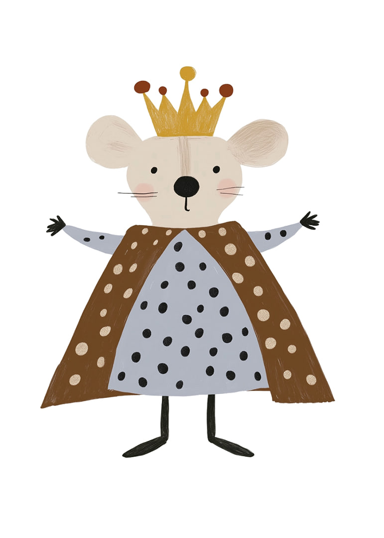 An adorable mouse wearing a royal crown and robe.-12
