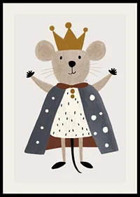 A cute mouse with a crown and cloak spreads royal joy.-2