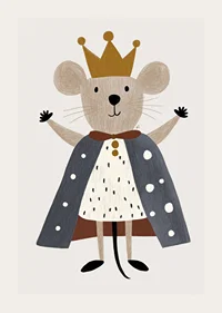 A cute mouse with a crown and cloak spreads royal joy.-3