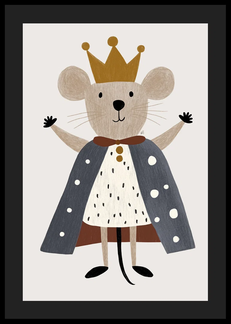 A cute mouse with a crown and cloak spreads royal joy.-12