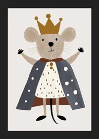 A cute mouse with a crown and cloak spreads royal joy.-5