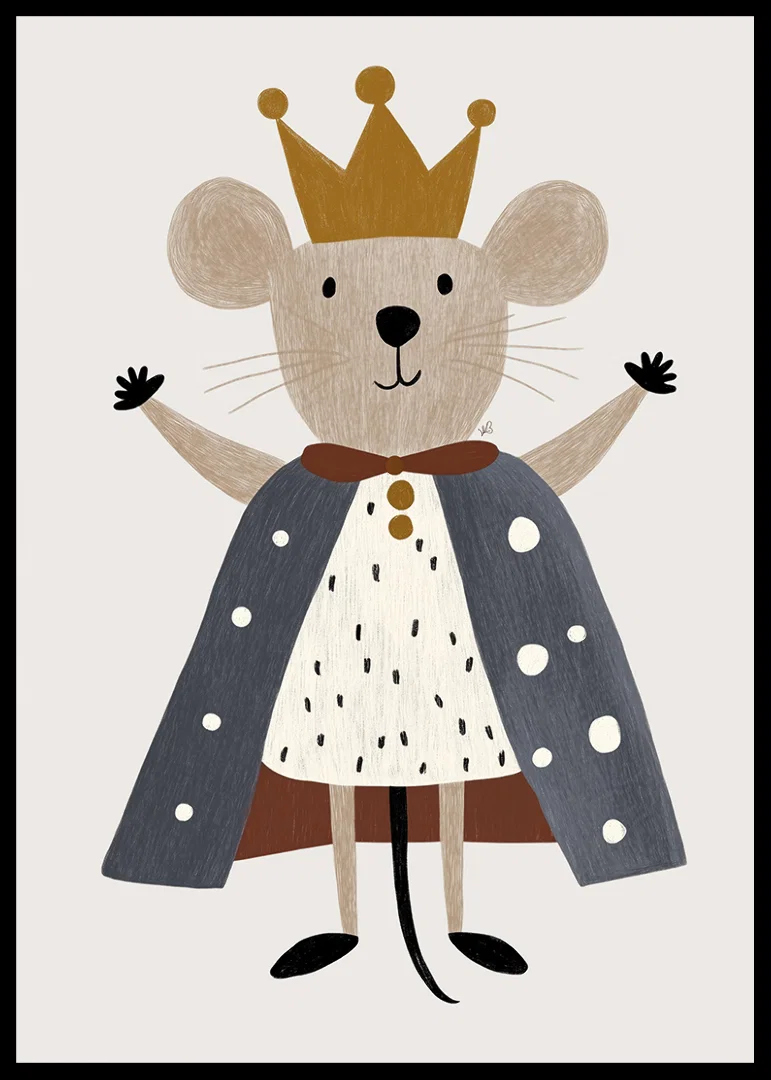 A cute mouse with a crown and cloak spreads royal joy.-12