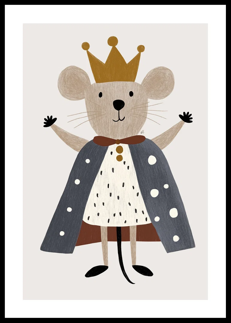 A cute mouse with a crown and cloak spreads royal joy.-12