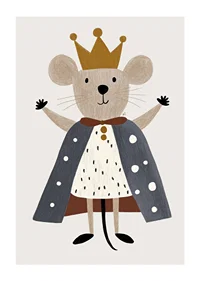 A cute mouse with a crown and cloak spreads royal joy.-1