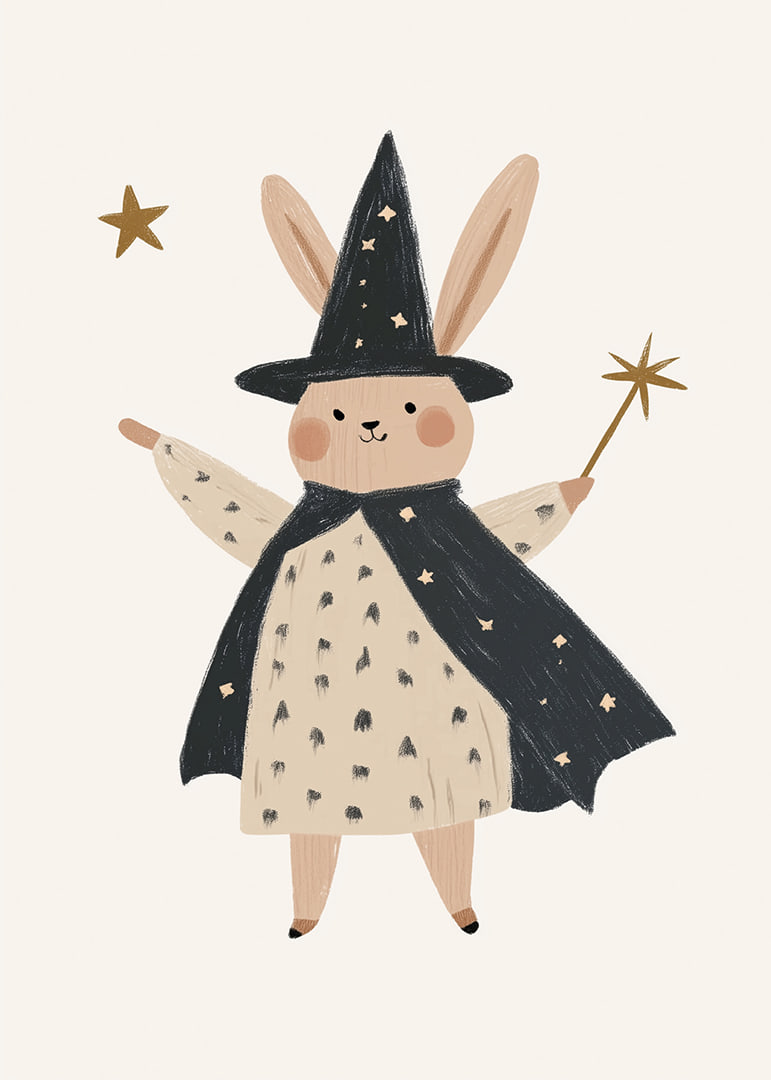 A cute rabbit wizard spreads star magic.-12