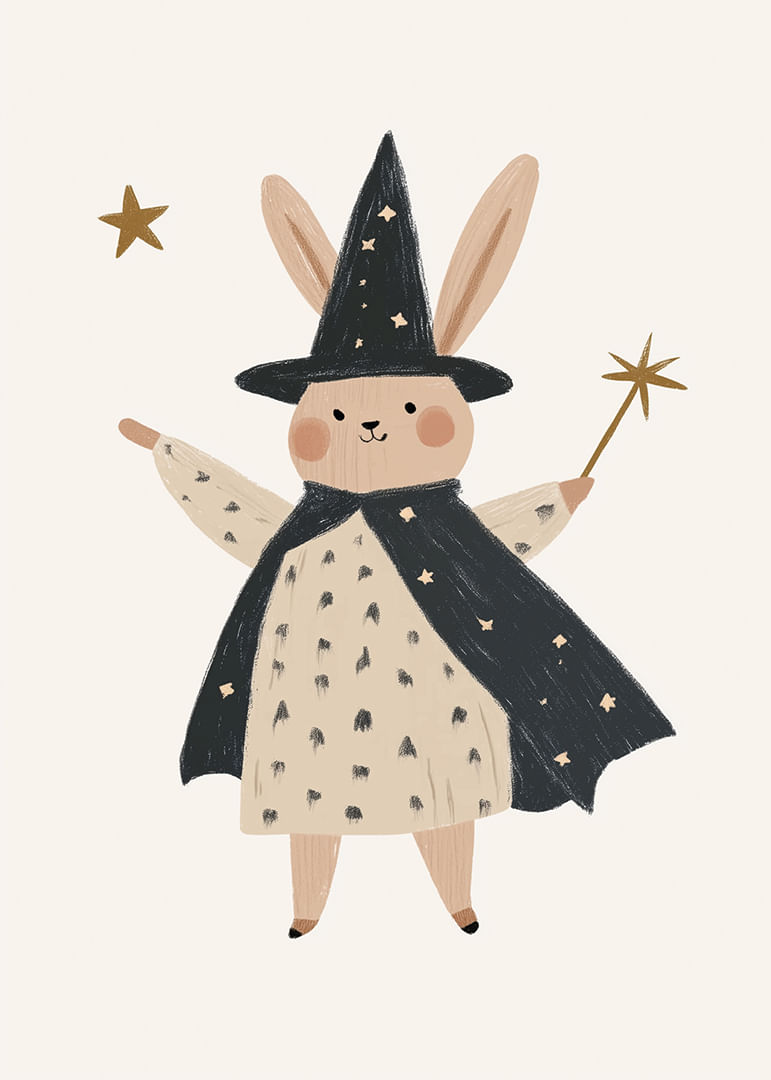 Un mignon lapin sorcier répand la magie des étoiles.-12